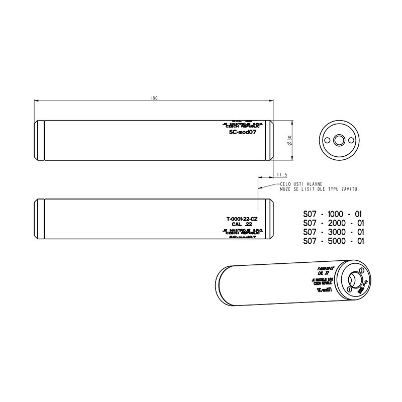 Tlumič JKN ráže .22 dlouhý 1/2-20
