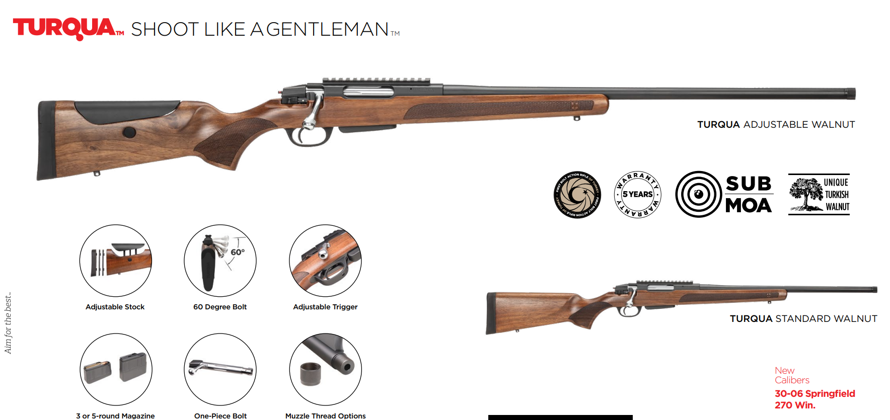 Kulovnice ATA TURQUA Walnut Adjustable 308W 51cm M15x1